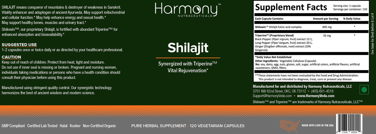 Harmony Nutraceuticals Shilajit Clinical Grade - 120 Vegetarian Capsules - image 2