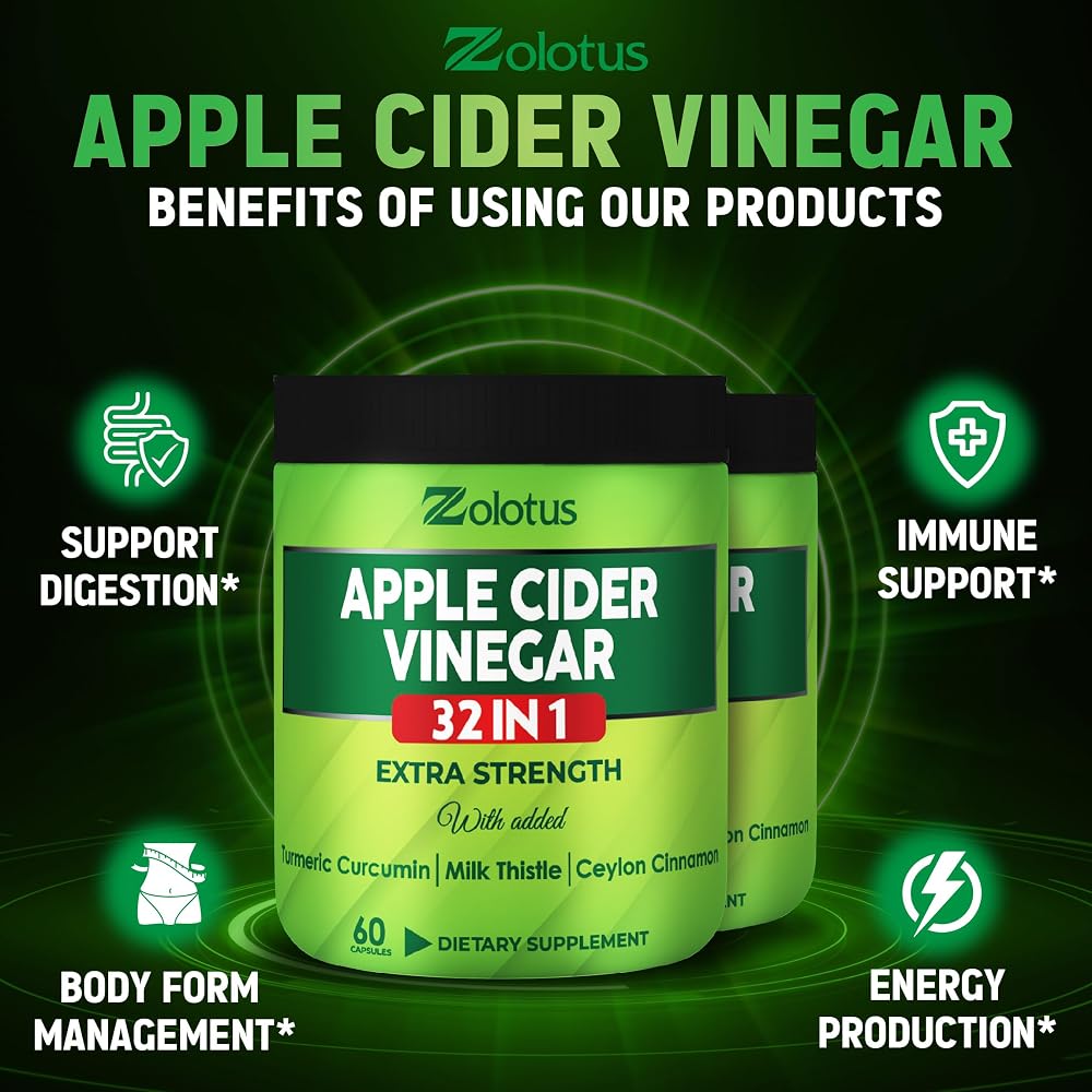 Zolotus Apple Cider Vinegar Capsules 32in1 with Turmeric - 120 Capsules - image 4
