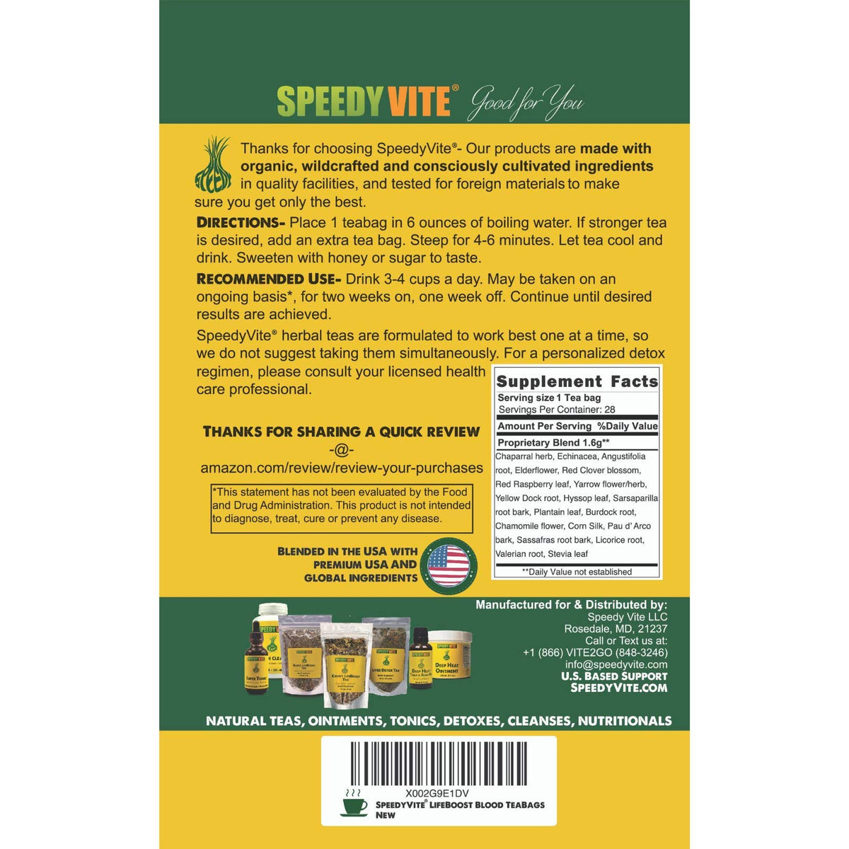 SpeedyVite Blood Lifeboost Tea Herbal Immune Support - 28 Teabags - image 5