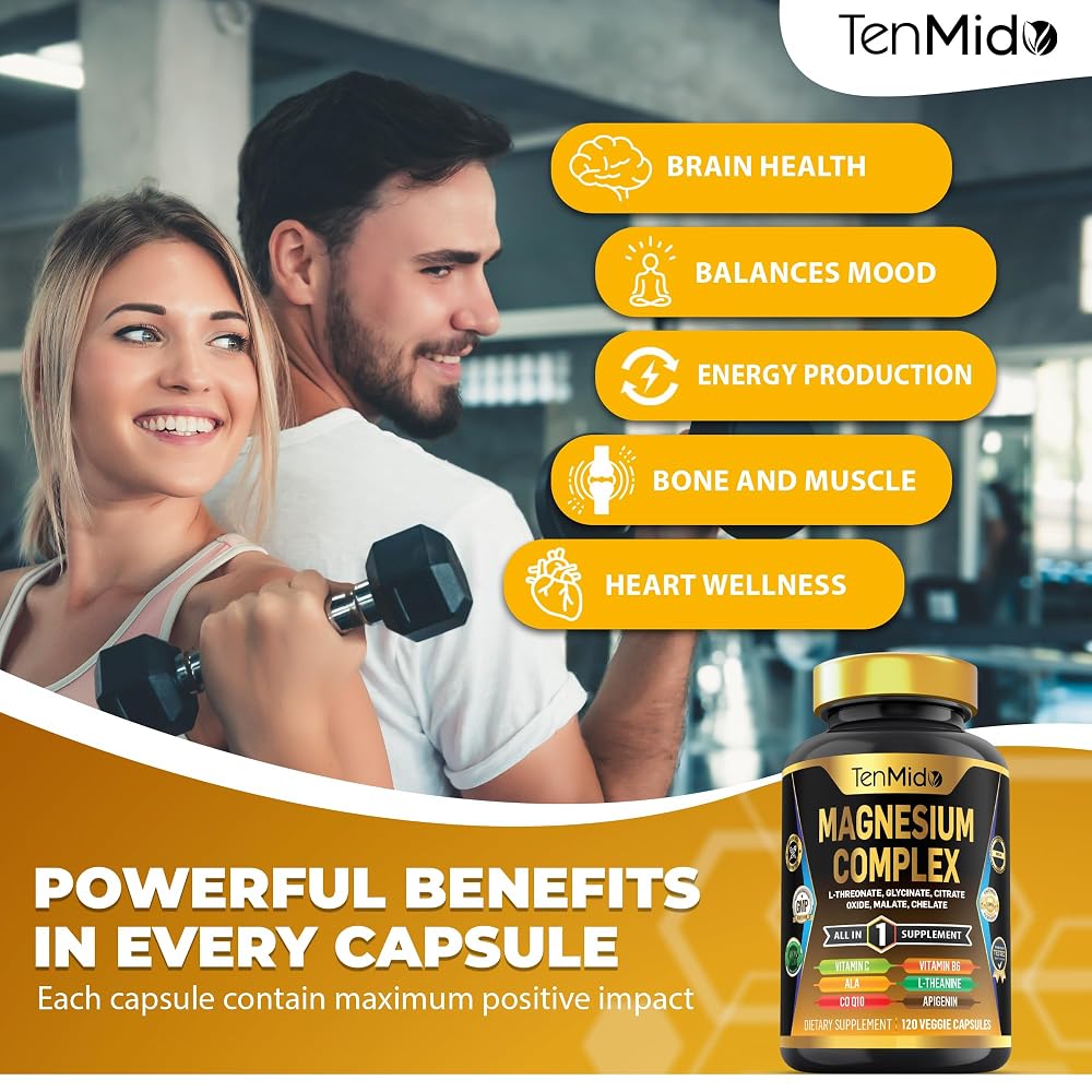 Tenmido Magnesium Complex Supplement - 120 Capsules - image 5