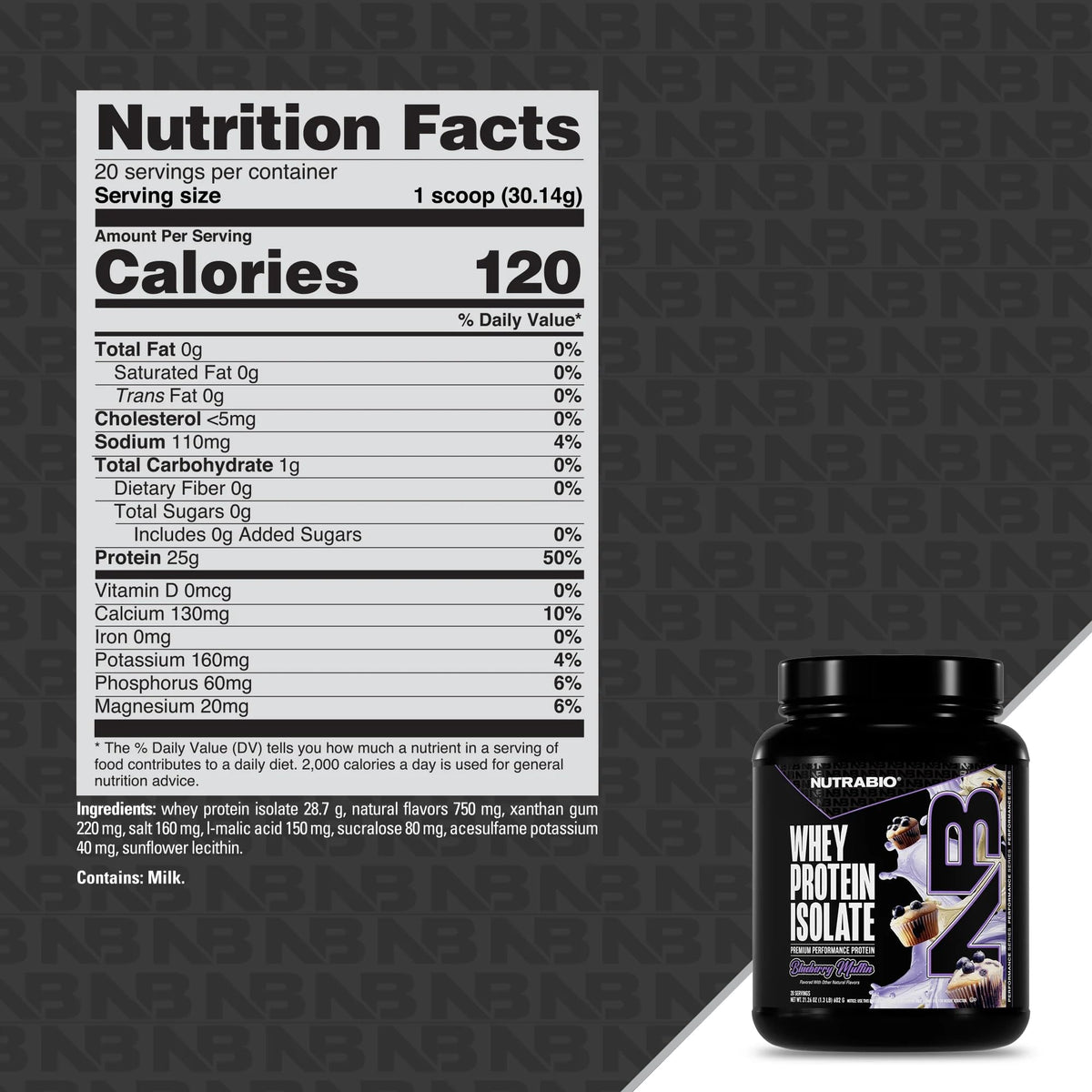 NutraBio 100% Whey Protein Isolate Protein Powder