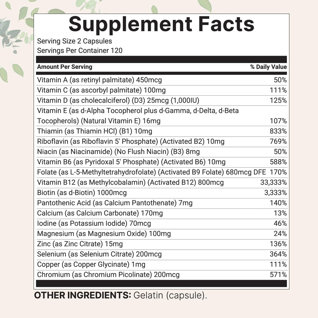 Micro Ingredients Pure Methylated Multivitamin - 240 Capsules - image 2