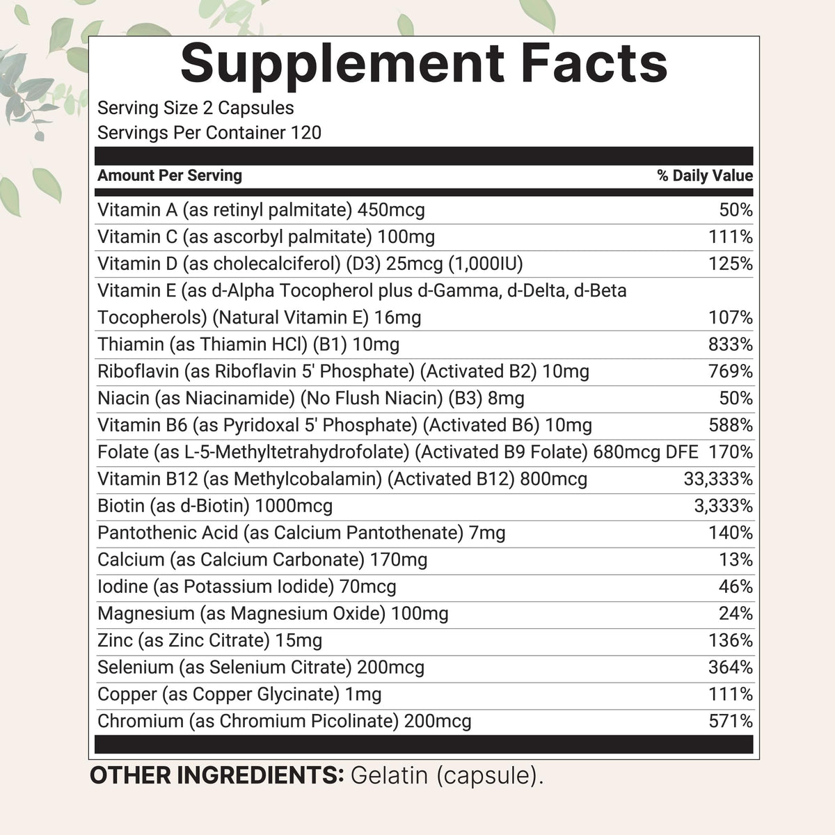 Micro Ingredients Pure Methylated Multivitamin - 240 Capsules - image 2