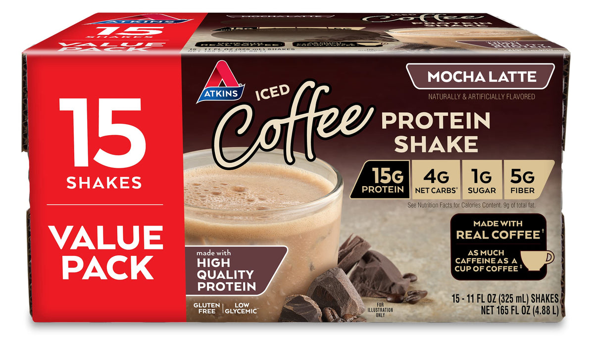 Atkins Mocha Latte Protein-Rich Shake, Keto Friendly - 15 Count