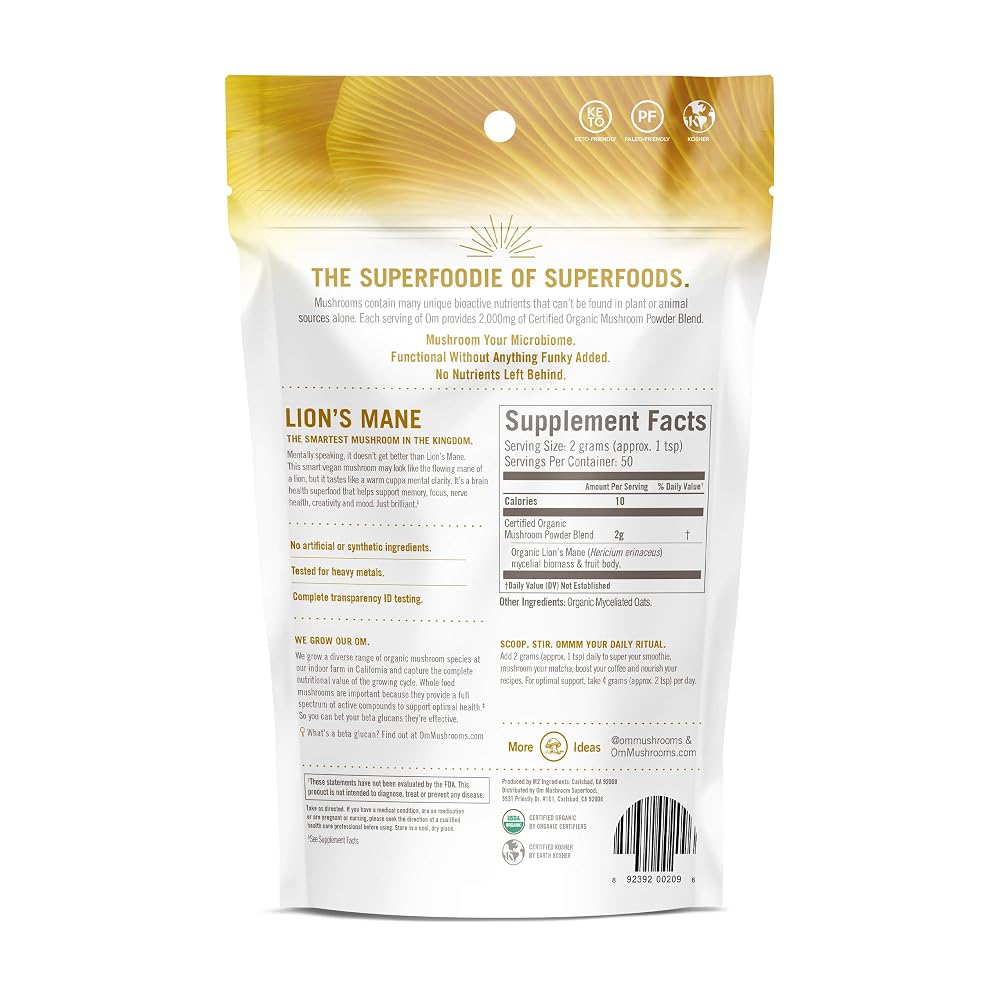 OM Mushroom Superfood Lion's Mane Powder - 100g - image 9