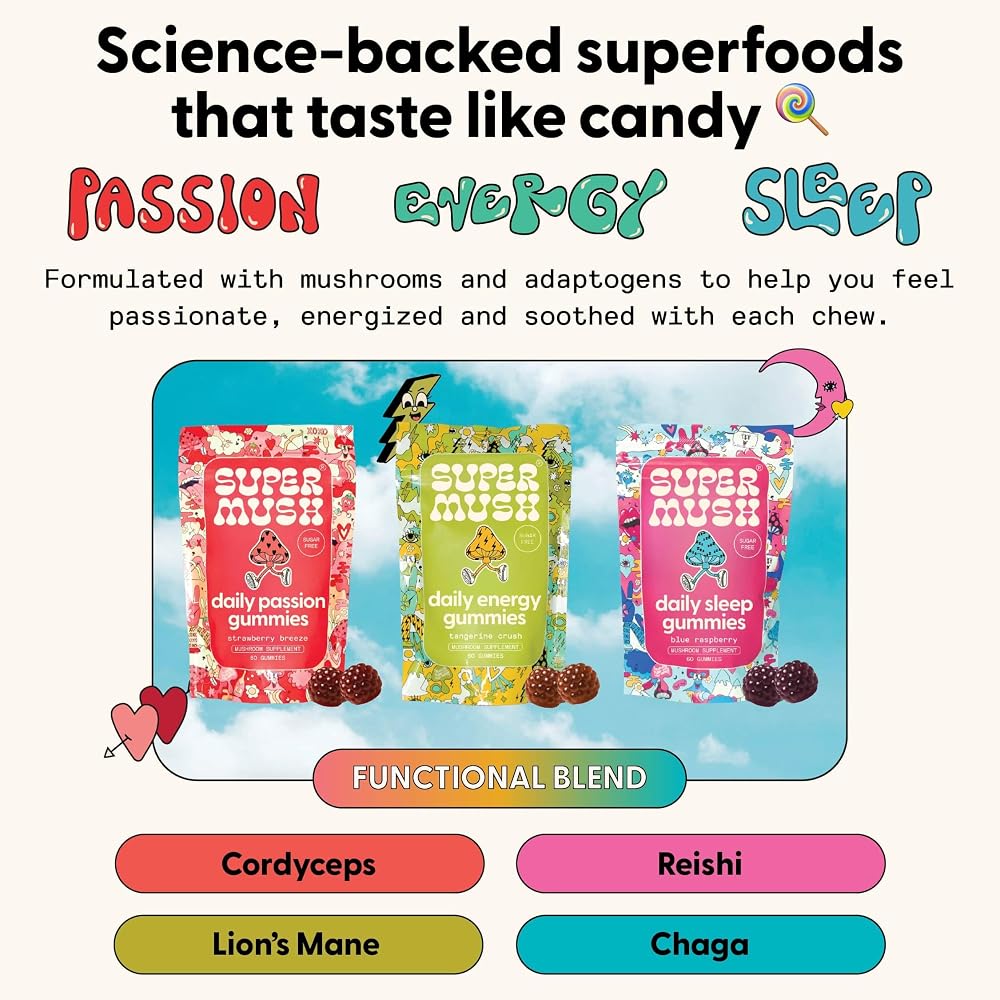 SuperMush Daily Gummies Trio Bundle Passion, Energy & Sleep - 180 Count - image 2