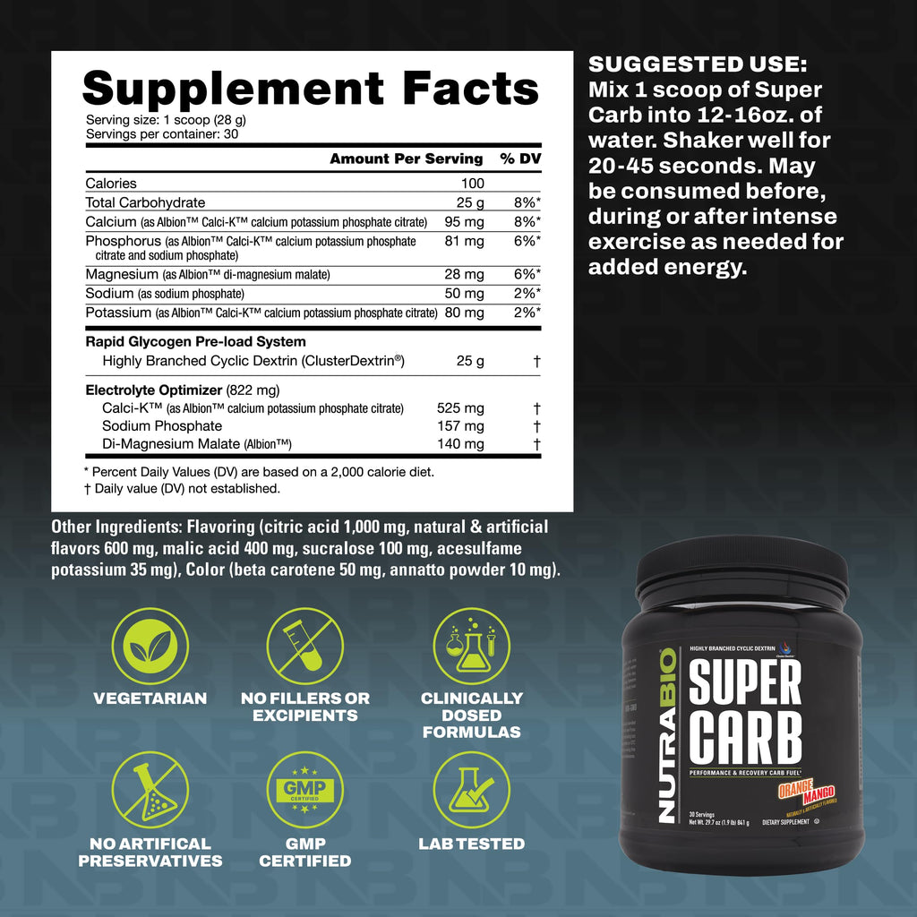 NutraBio Super Carb - Complex Carbohydrate Supplement Powder