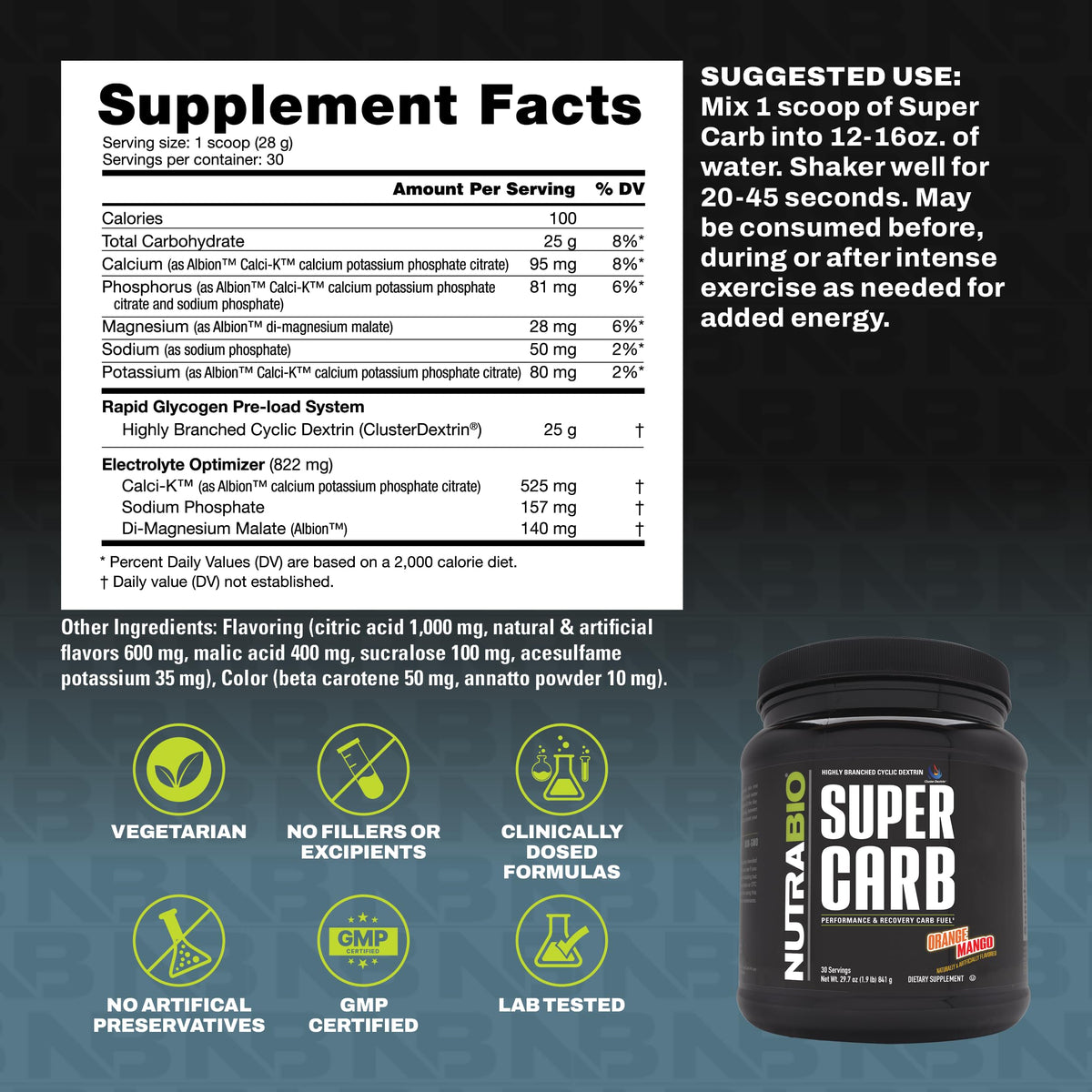 NutraBio Super Carb - Complex Carbohydrate Supplement Powder