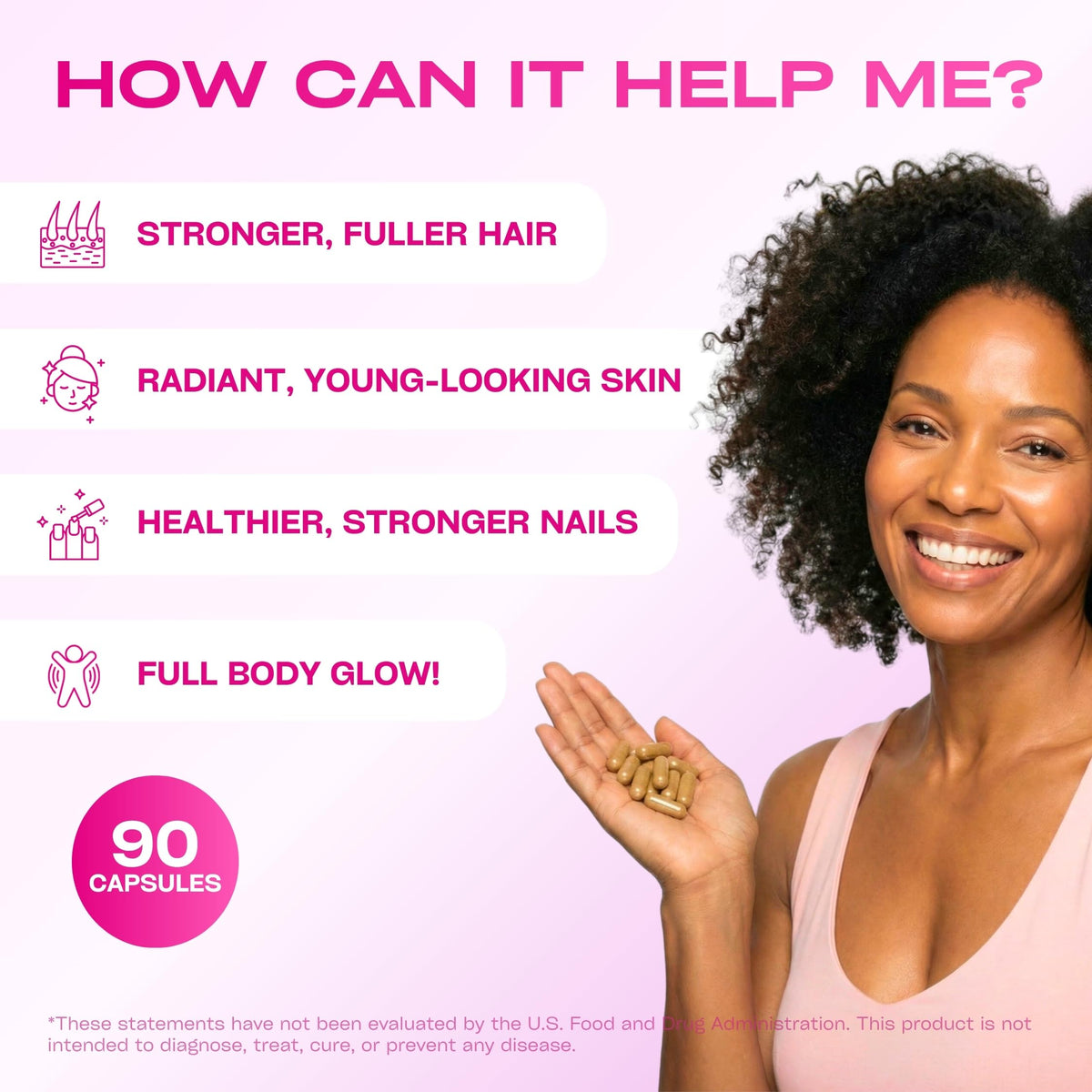 GOBIOTIX Hair, Skin & Nails Vitamins for Women 10,000mcg Biotin - 90 Capsules - image 3