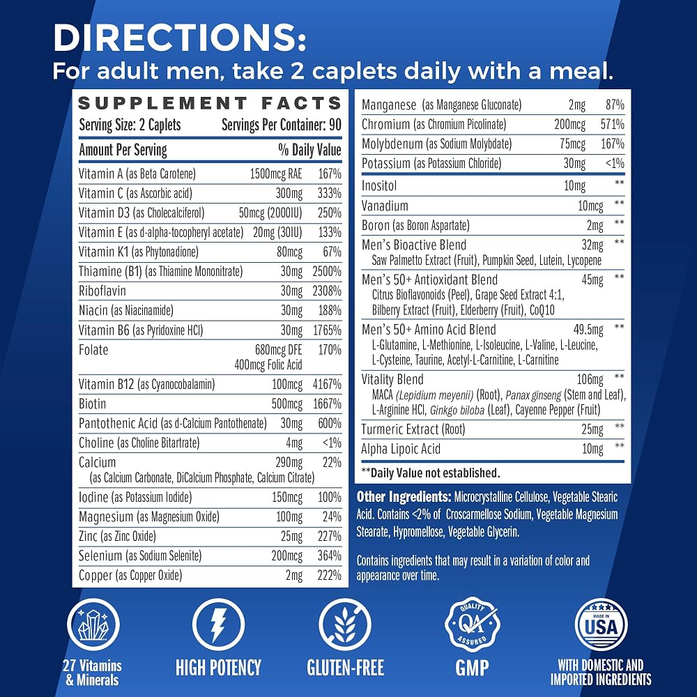 Vitamin World Ultra 360 Multivitamin for Men Over 50 - 180 Caplets - image 2