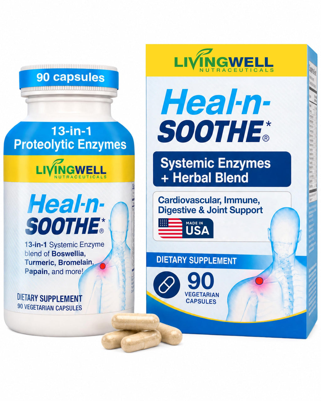 HEAL-N-SOOTHE Proteolytic Systemic Enzymes for Joints - 90 Capsules