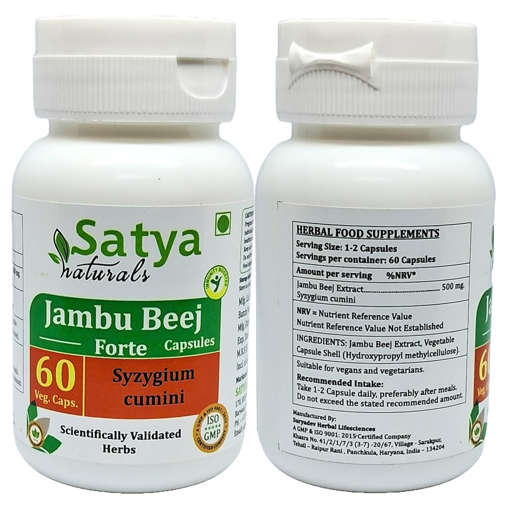 Satya Naturals Jambu Beej Forte Capsules 500 mg. 60 Veg. Capsule