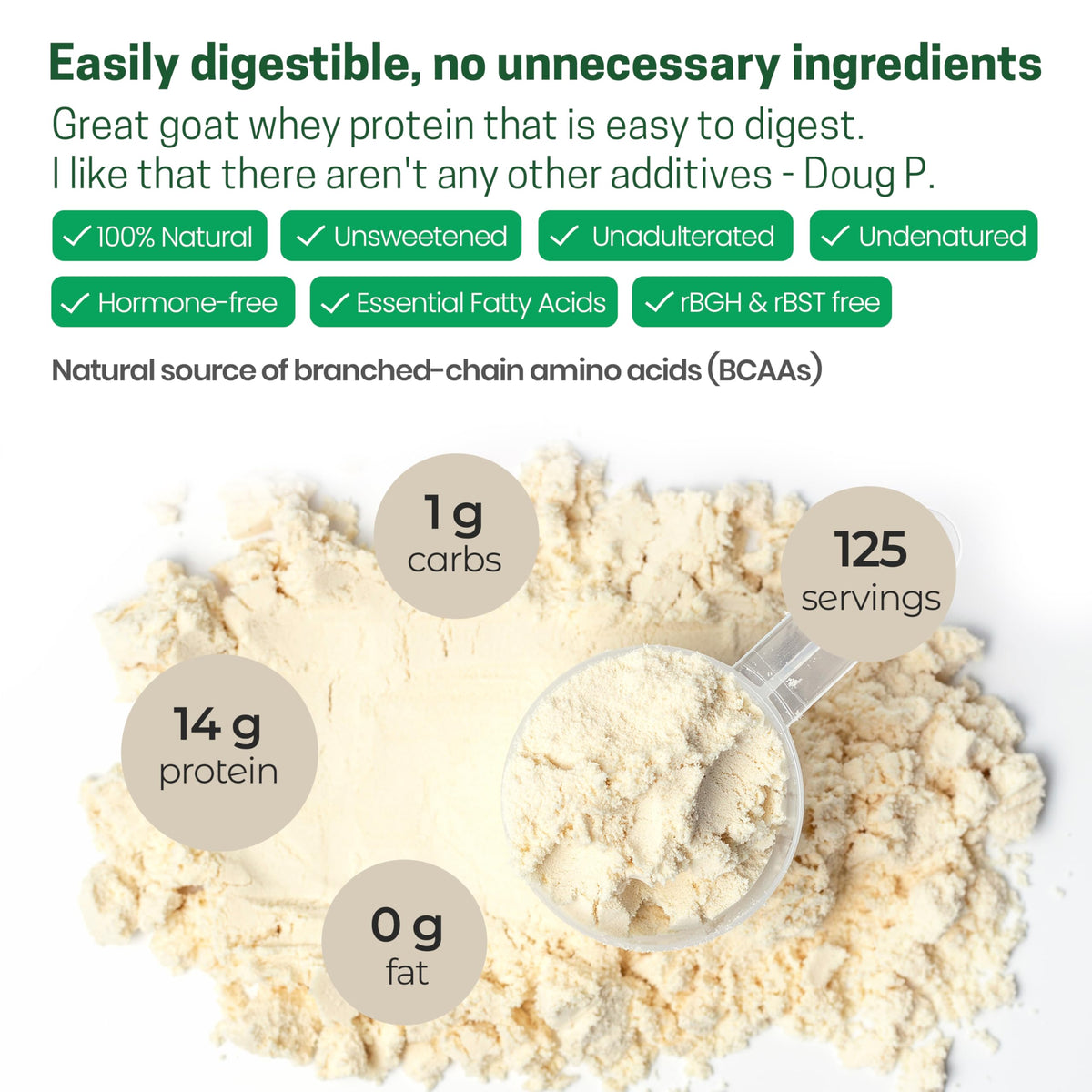 Z Natural Foods Goat Whey Protein Powder Concentrate - Pasture Raised