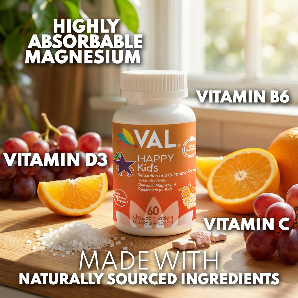 VAL Chewable Magnesium for Kids Relaxation and Calm Formula High