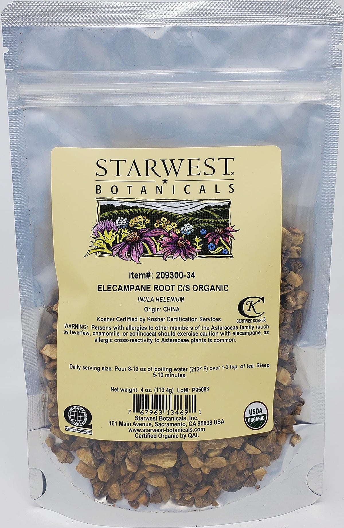 Starwest Botanicals Organic Elecampane Root Cut & Sifted - 4 oz