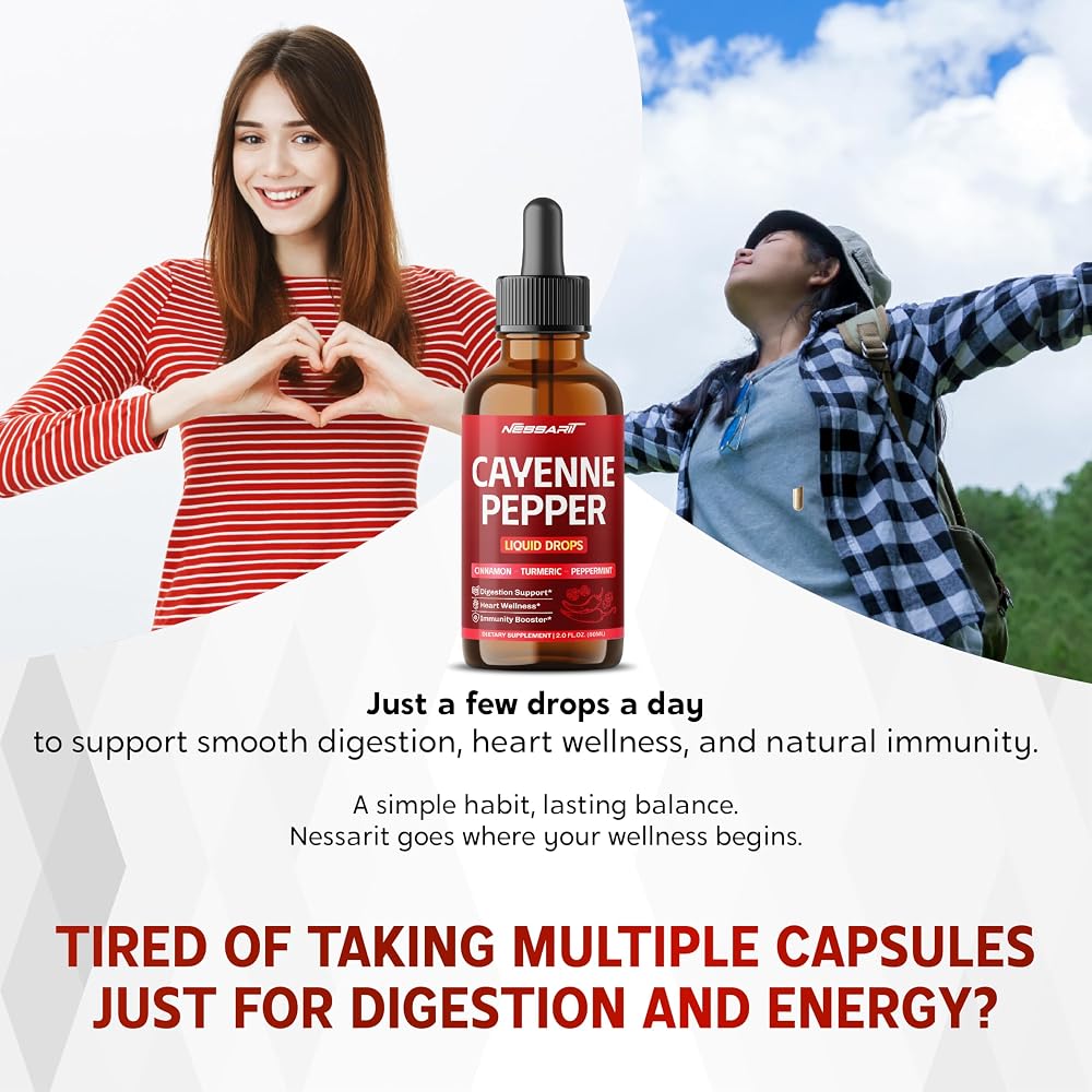NESSARIT Cayenne Pepper Liquid Drops with Turmeric & Cinnamon - 2 fl oz - image 2