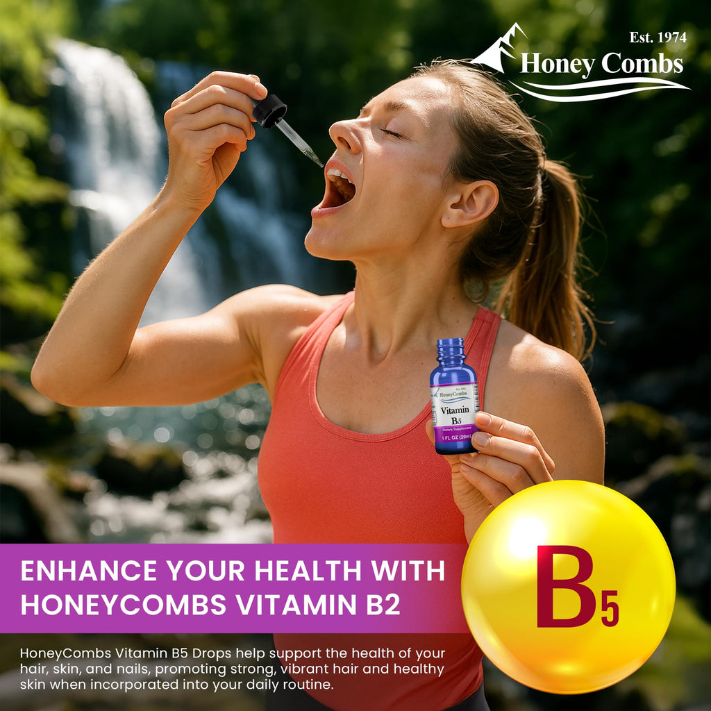 HoneyCombs Vitamin B5 Liquid Drops Pantothenic Acid - 1 Fl Oz - image 8