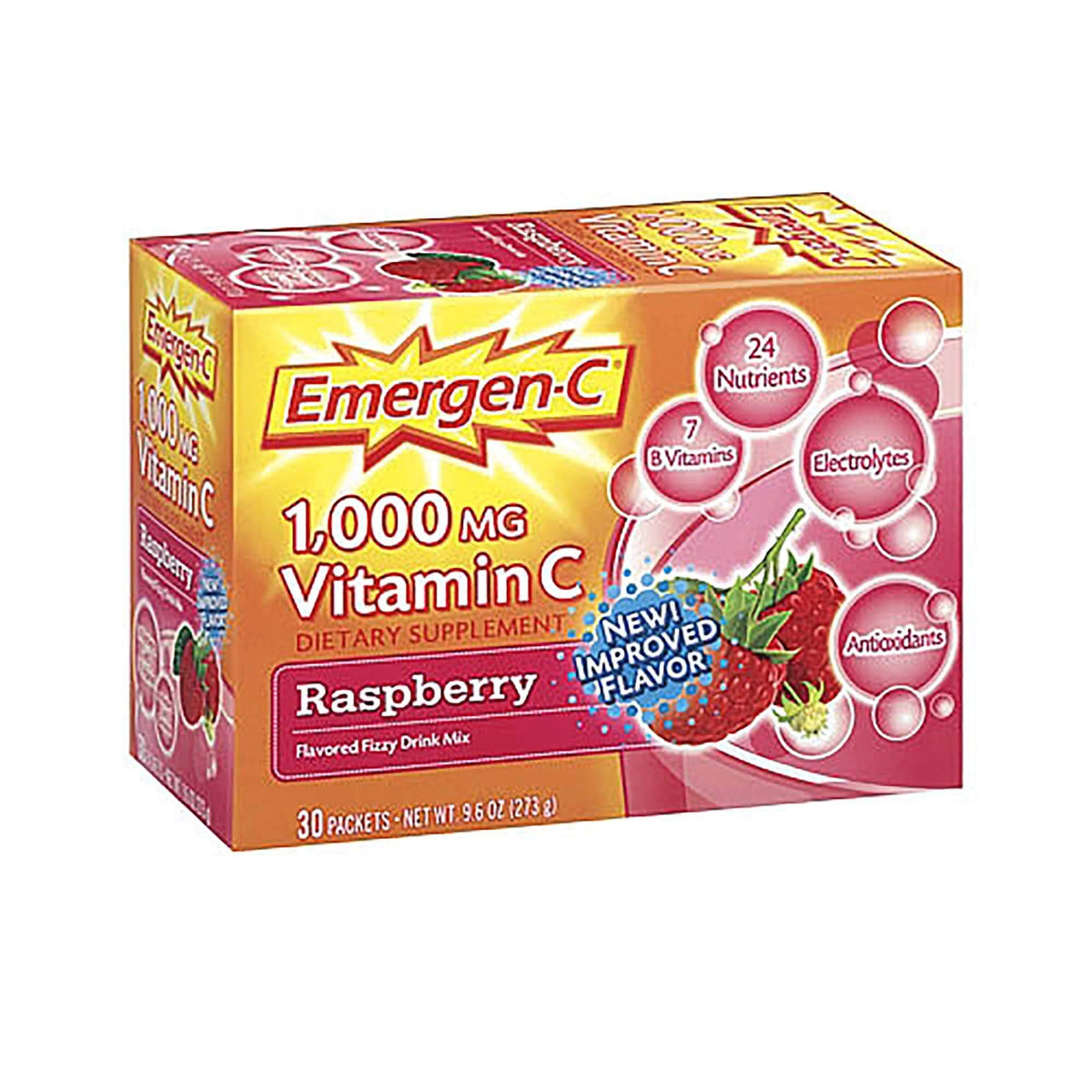 Alacer Emergen-C 1000 mg Vitamin C Raspberry - 30 Packets