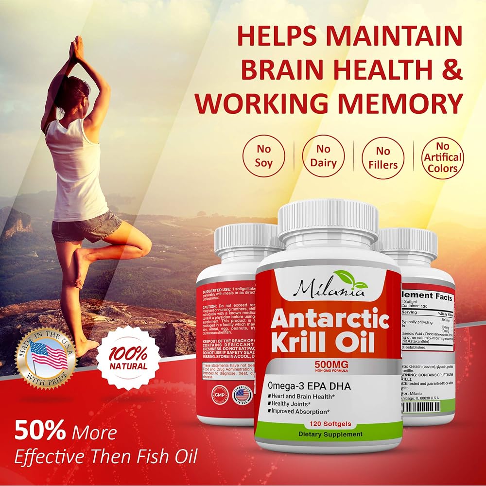 MILANIA Antarctic Krill Oil 500mg Omega-3 - 120 Softgels - image 4
