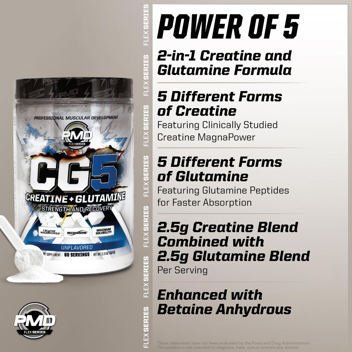 PMD Sports CG5 Creatine & L-Glutamine Powder - 60 Servings - image 5