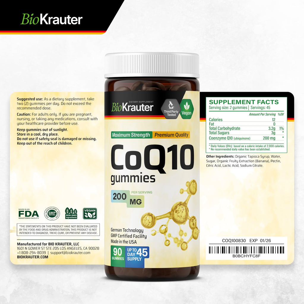 BIO KRAUTER CoQ10 200mg Gummies for Energy Production - 90 Count - image 8