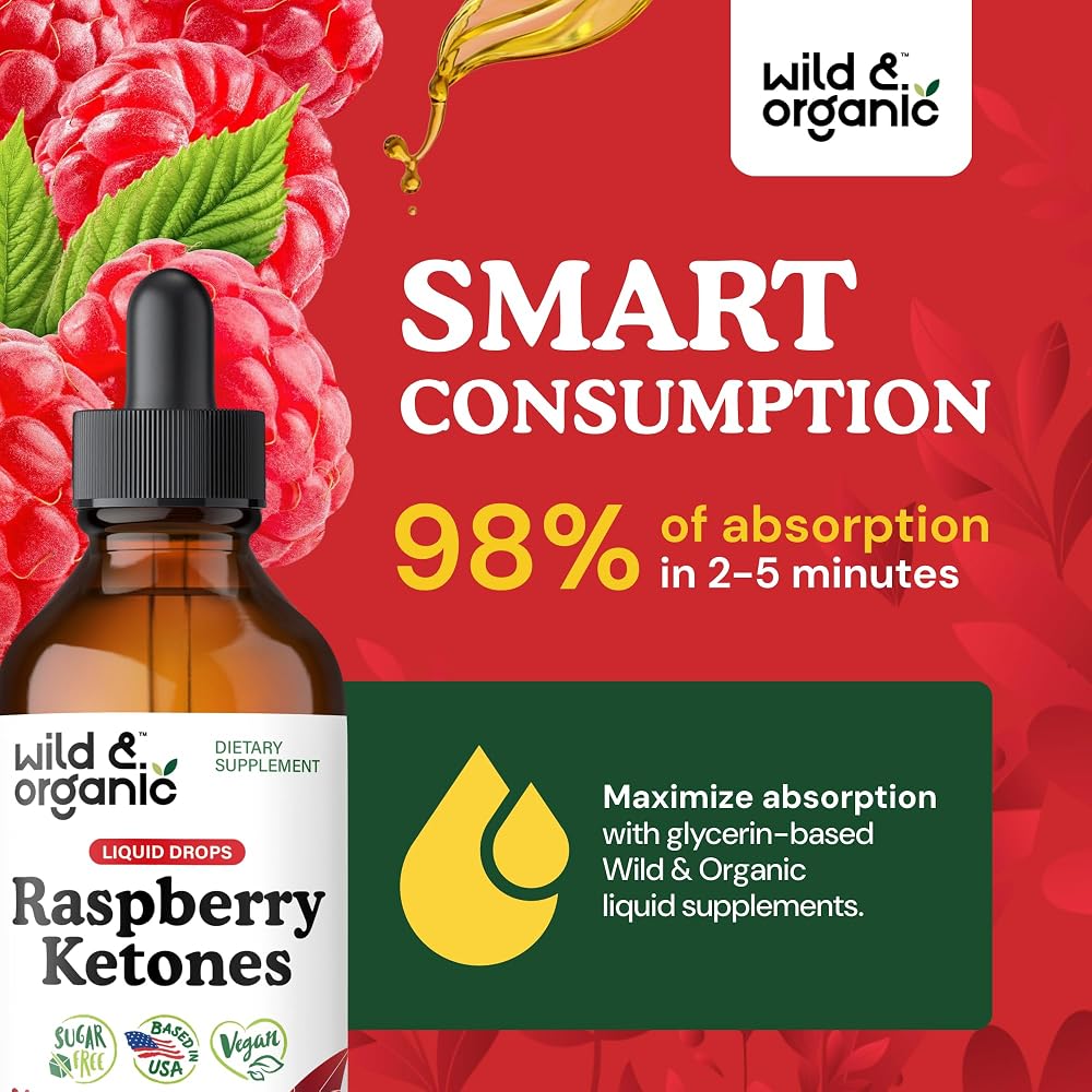 Wild & Organic Raspberry Ketones Extract Tincture - Liquid Raspberry