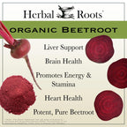 Herbal Roots Organic Beet Root Powder Capsules for Heart Health - 60 Count - image 3