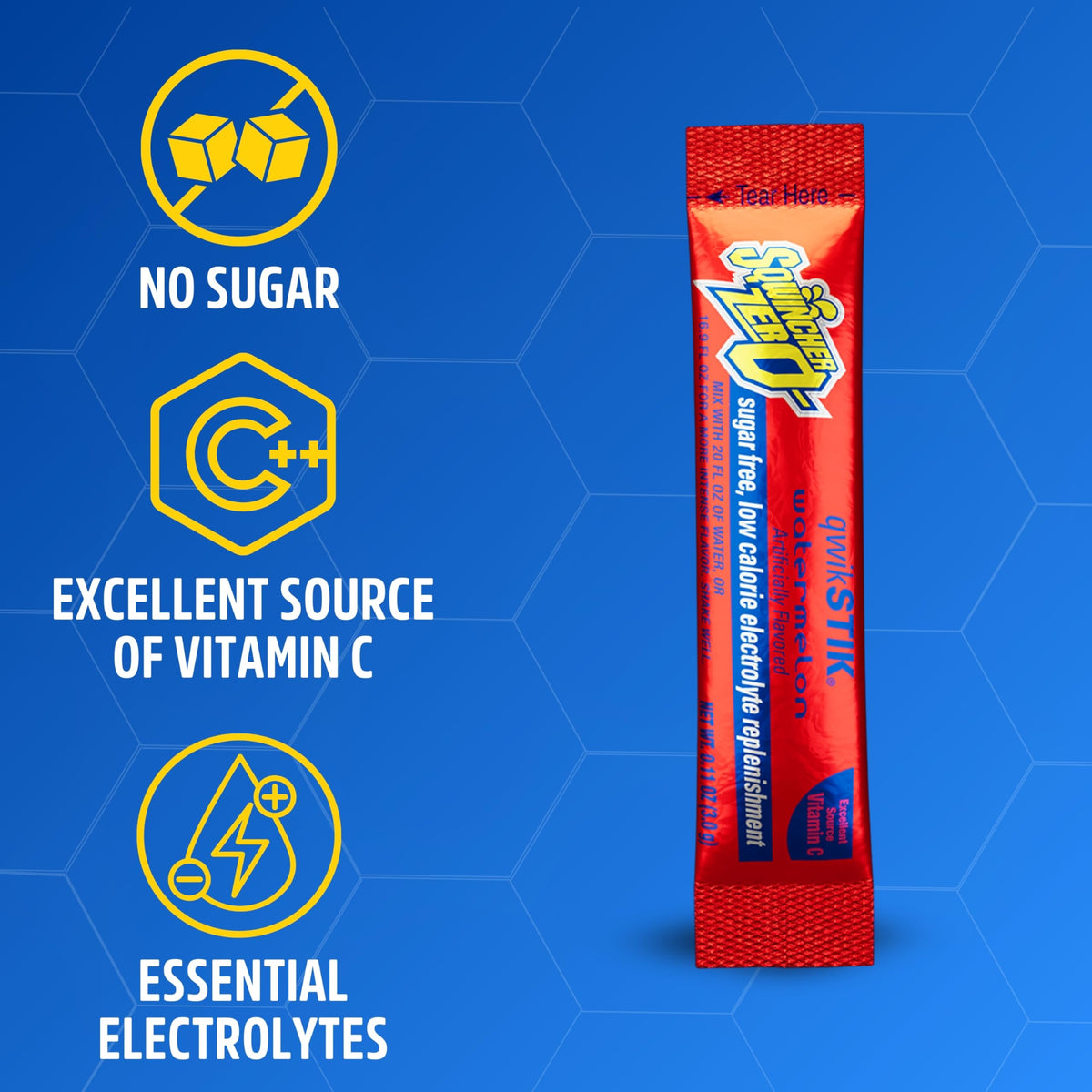 Sqwincher Zero Qwik Stik - Sugar Free Electrolyte Powdered Beverage
