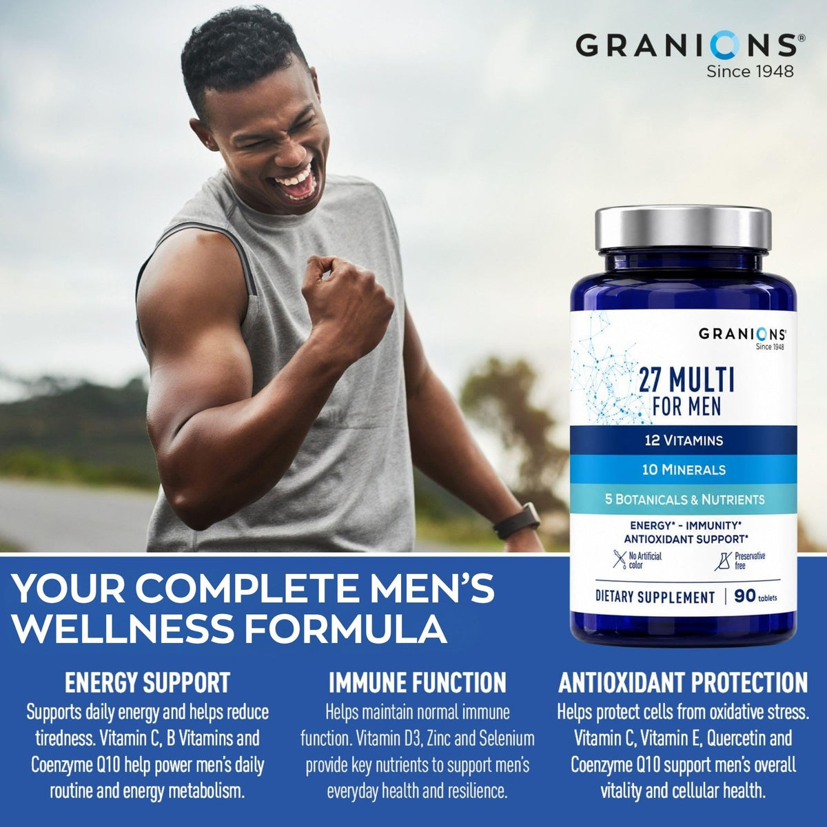 Granions 27 Mens Multivitamin with CoQ10 - 90 Tablets - image 3