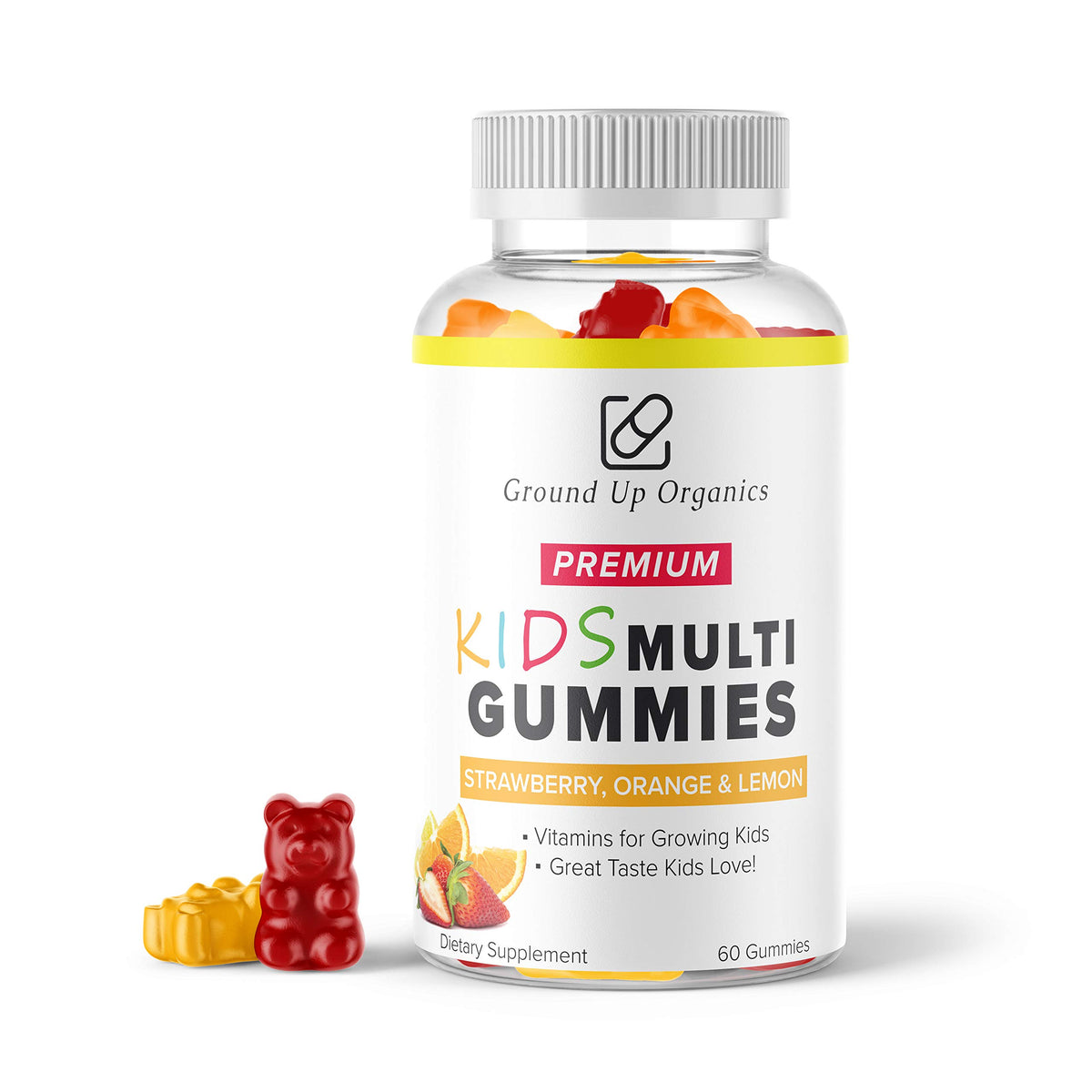 Ground Up Organics Kids Multivitamin Gummies Immune Support - 60 Gummies