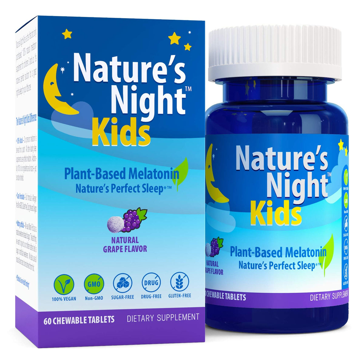 Nature's Night Kids Plant Based Melatonin 1mg Chewable Tablets - 60 Count