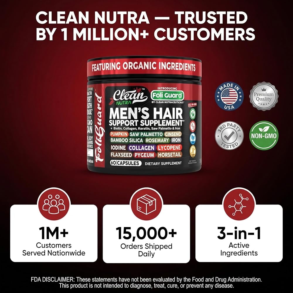 Clean Nutraceuticals Hair Growth Supplement for Men - 60 Capsules - image 8
