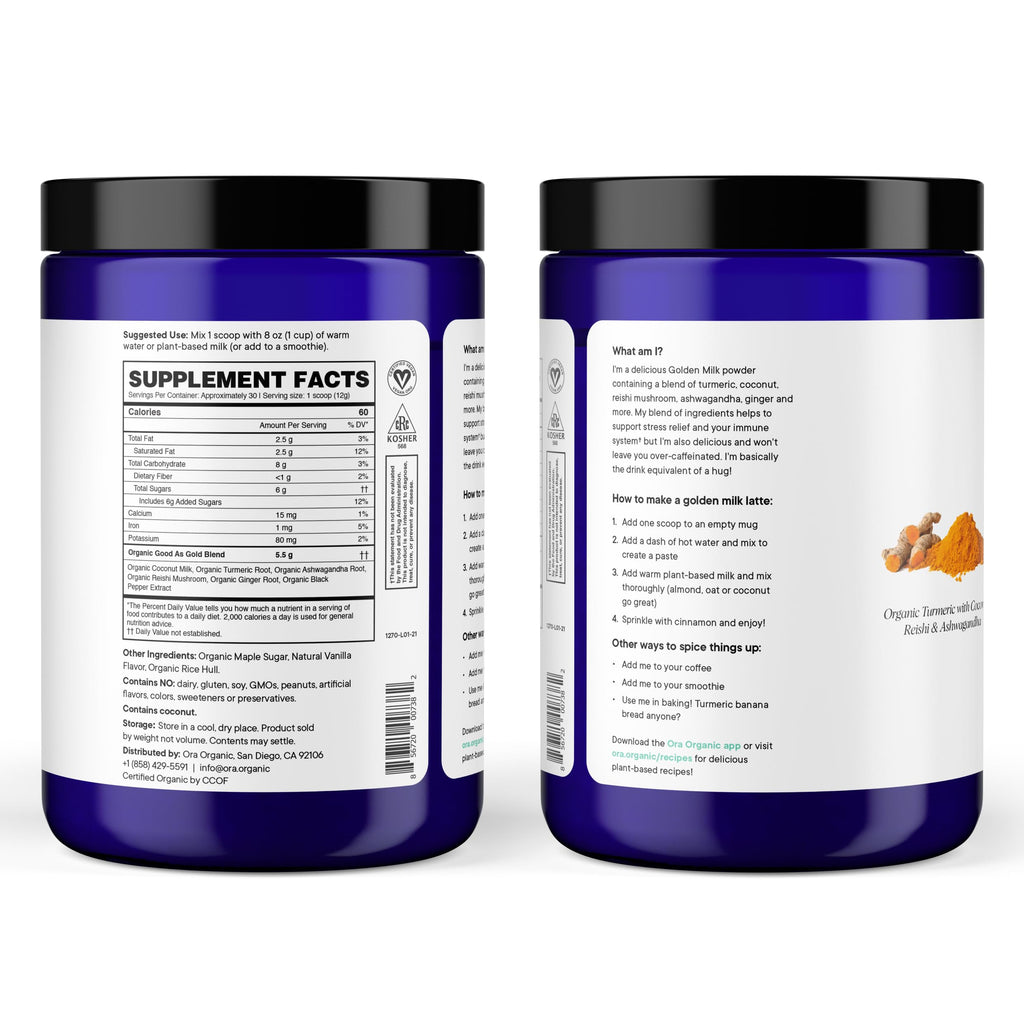 Ora Organic Golden Milk Powder with Turmeric & Adaptogens - 30 Servings - image 4