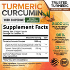 Nature's Nutrition Turmeric Curcumin Supplement - 2400mg Organic