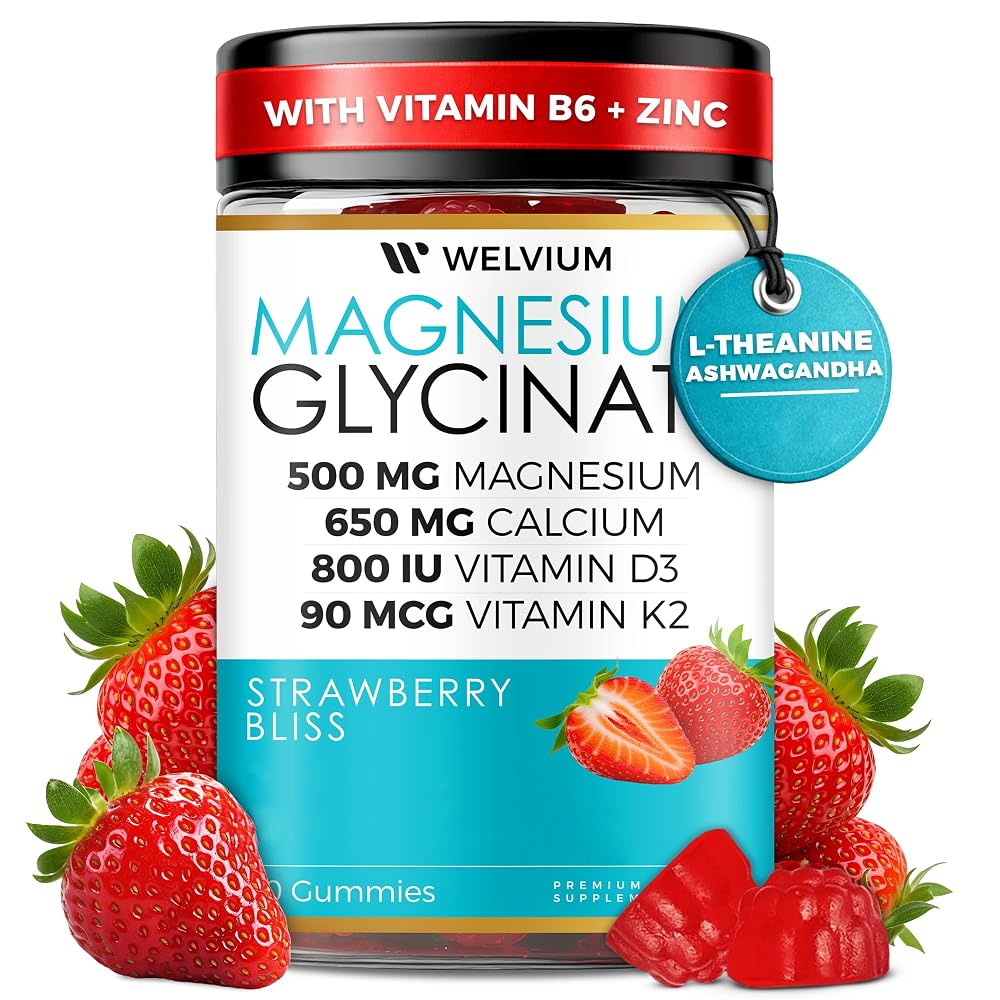 WELVIUM Magnesium Glycinate Gummies with Ashwagandha - 60 Count