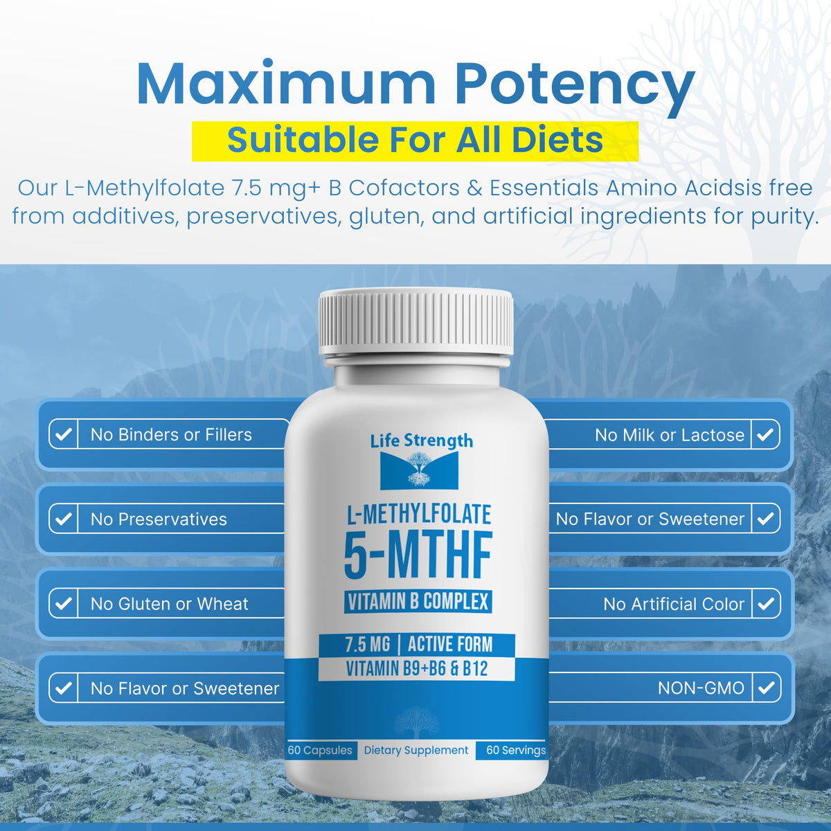LifeStrength L-Methylfolate 7.5mg + B Complex - 60 Capsules - image 5