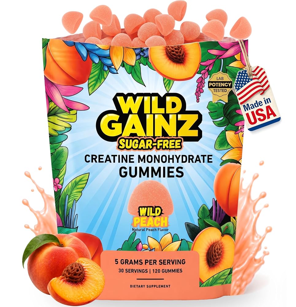 WILD GAINZ Creatine Monohydrate Gummies - Made in USA - 5g Pre