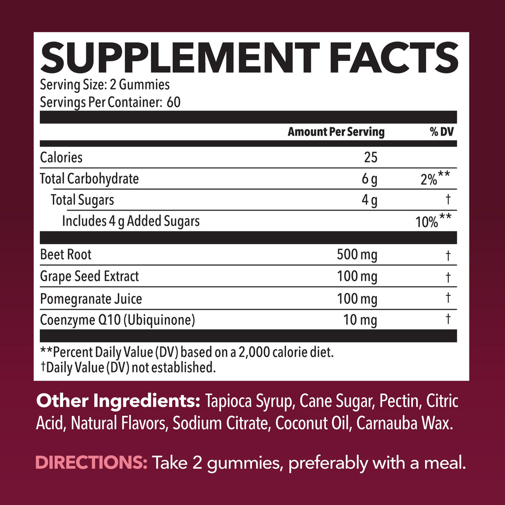 HAVASU NUTRITION Beet Root Gummies with COQ10 & Pomegranate - Nitric