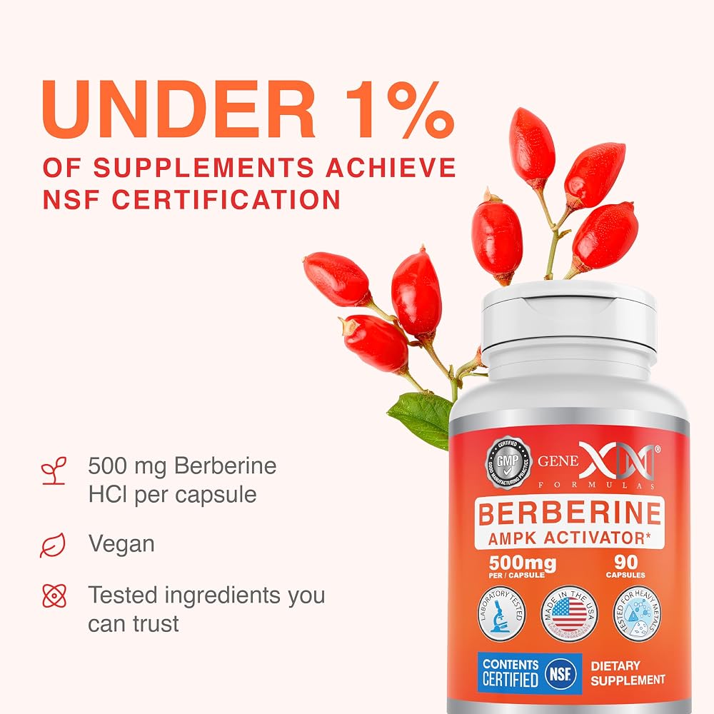 Genex Formulas Berberine HCl 500mg NSF Certified - 210 Capsules - image 3
