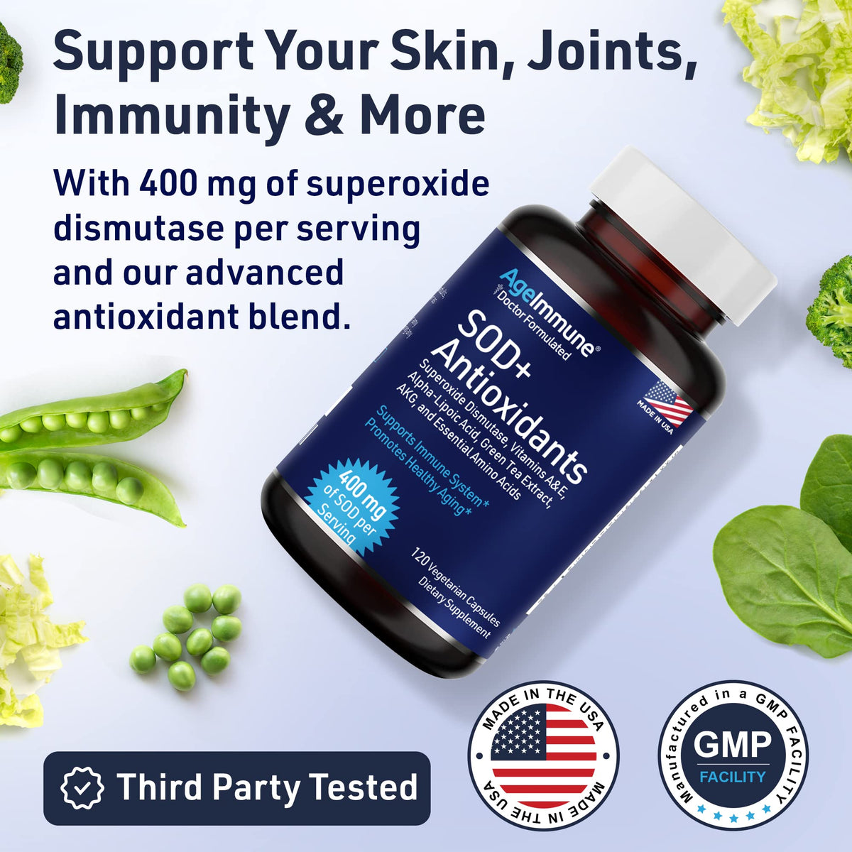 AgeImmune SOD Antioxidants Complex Healthy Aging Supplement