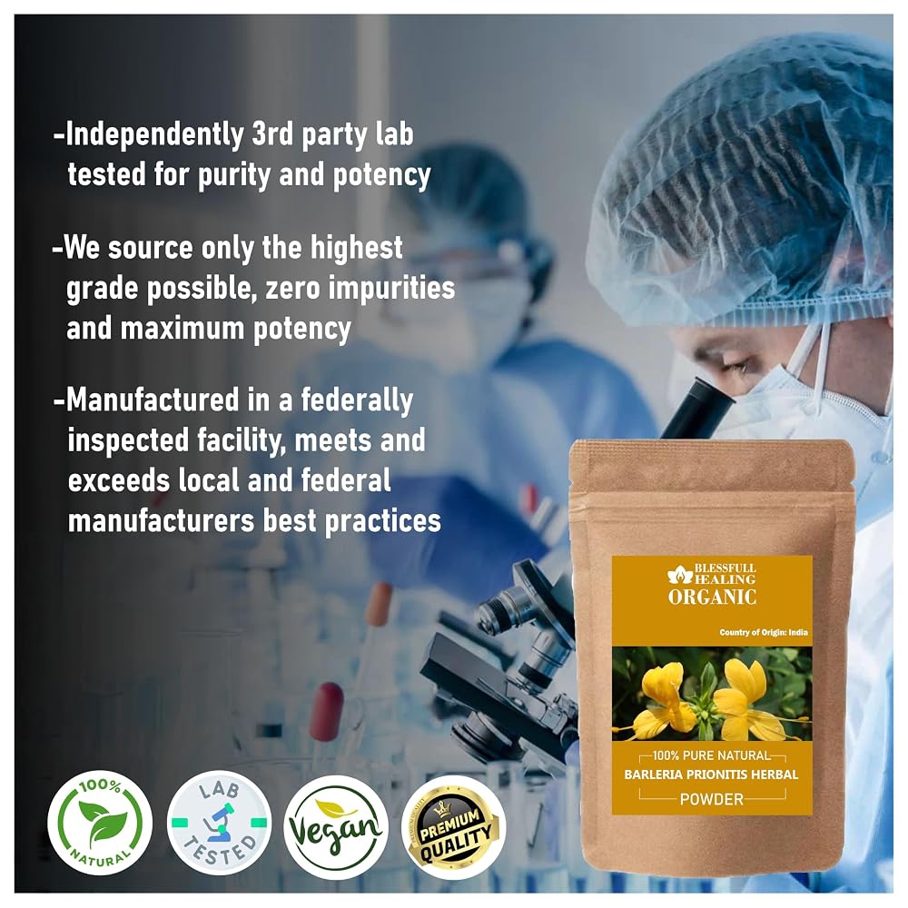 Blessfull Healing Organic Barleria Prionitis Herbal Powder 100% Pure