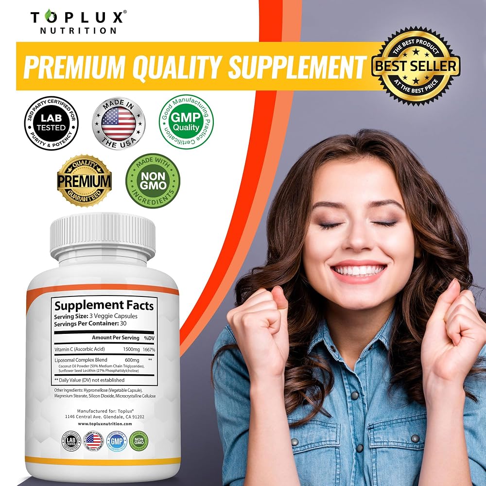 Toplux Liposomal Vitamin C 2100mg High Absorption Fat Soluble VIT C - image 8