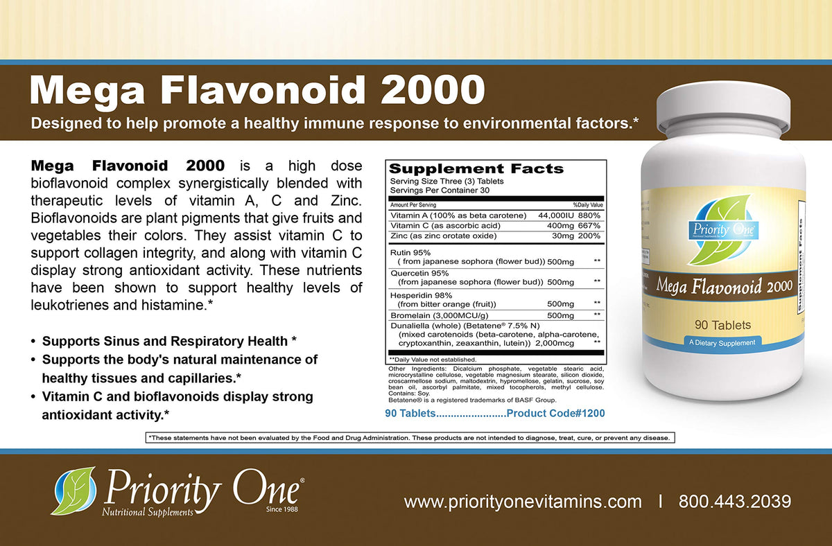 Priority One Vitamins Mega Flavonoid 2000 - 90 Tablets - image 7