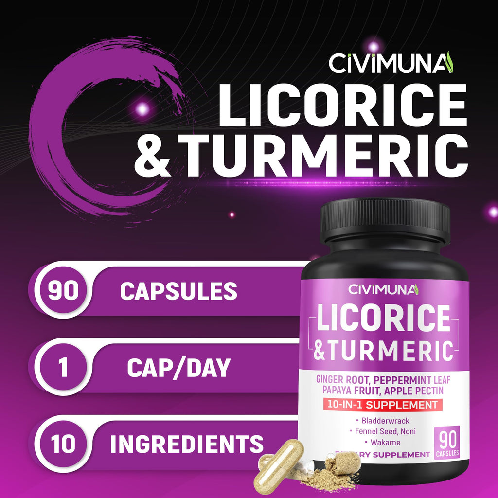 CIVIMUNA Licorice Capsules with Turmeric & Ginger - 90 Count - image 4