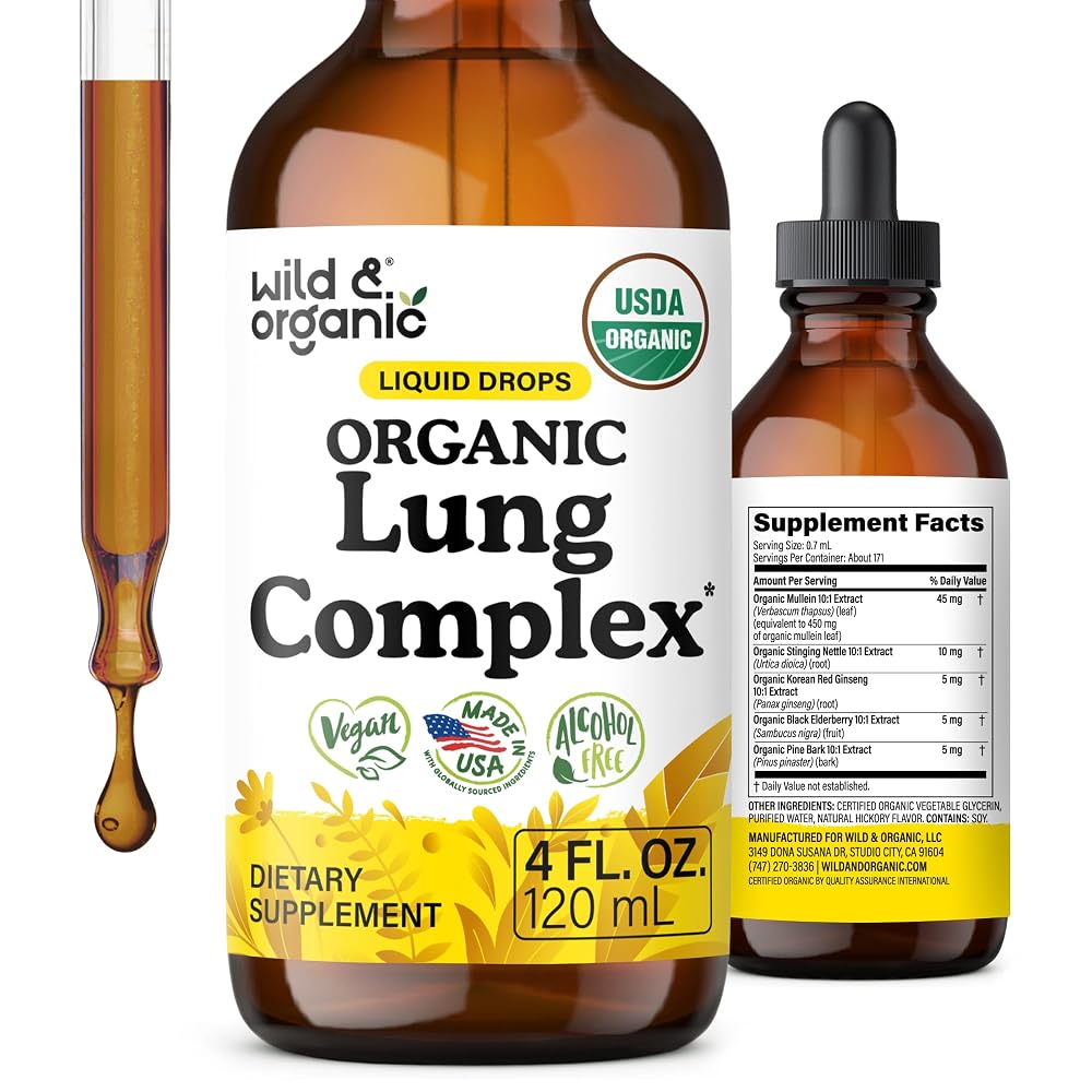 Wild & Organic USDA Organic Lung Cleanse Detox Tincture - Mullein