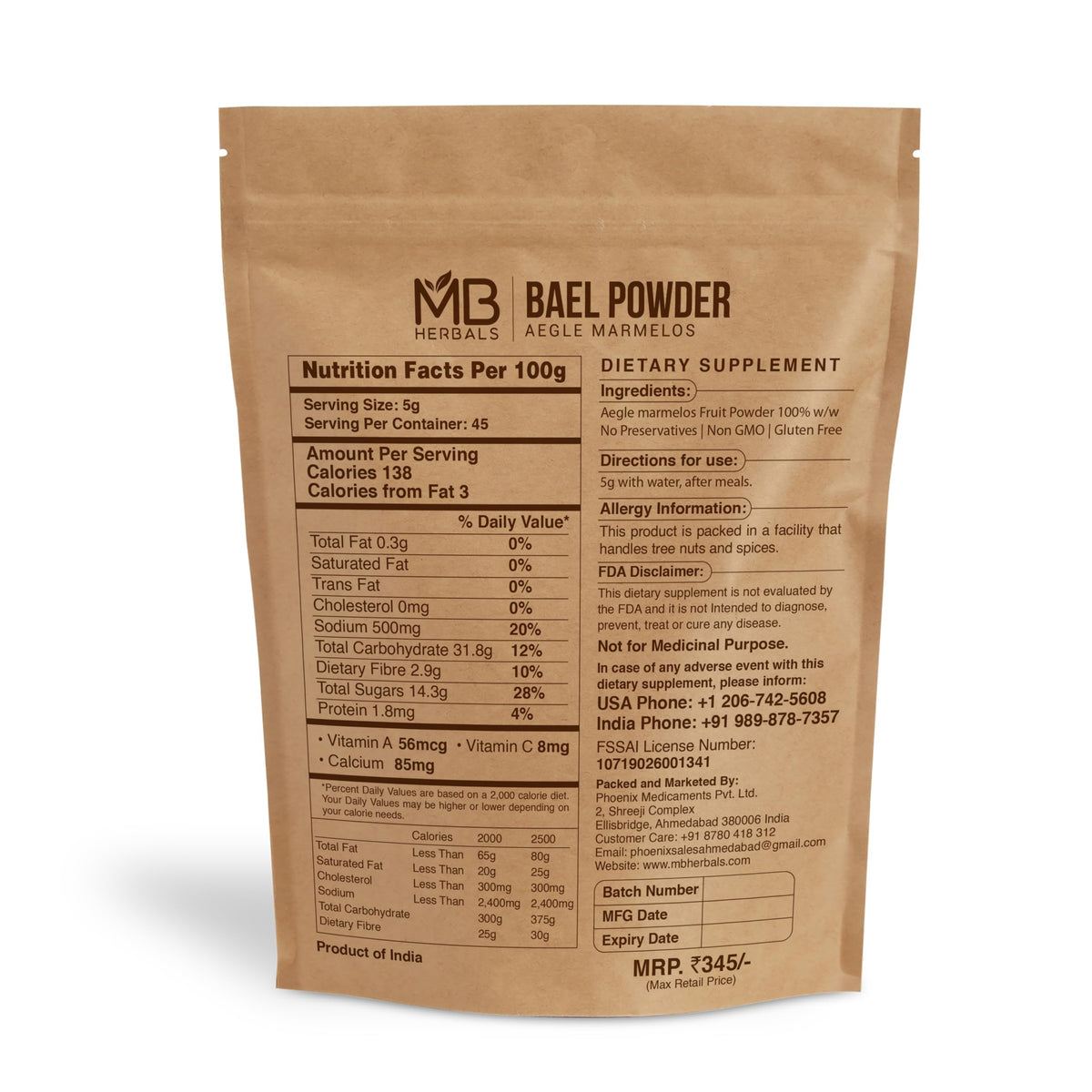 MB Herbals Bael Powder - 8 oz - image 2