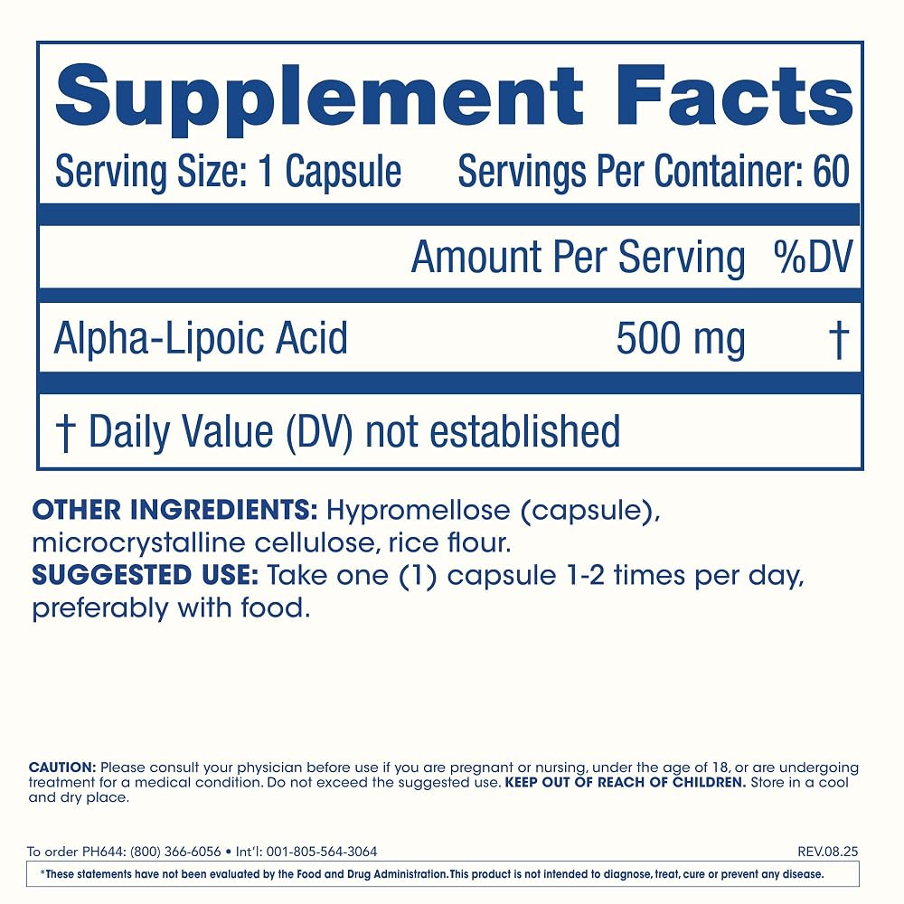 ProHealth Alpha Lipoic Acid 500mg High Potency - 60 Capsules - image 2
