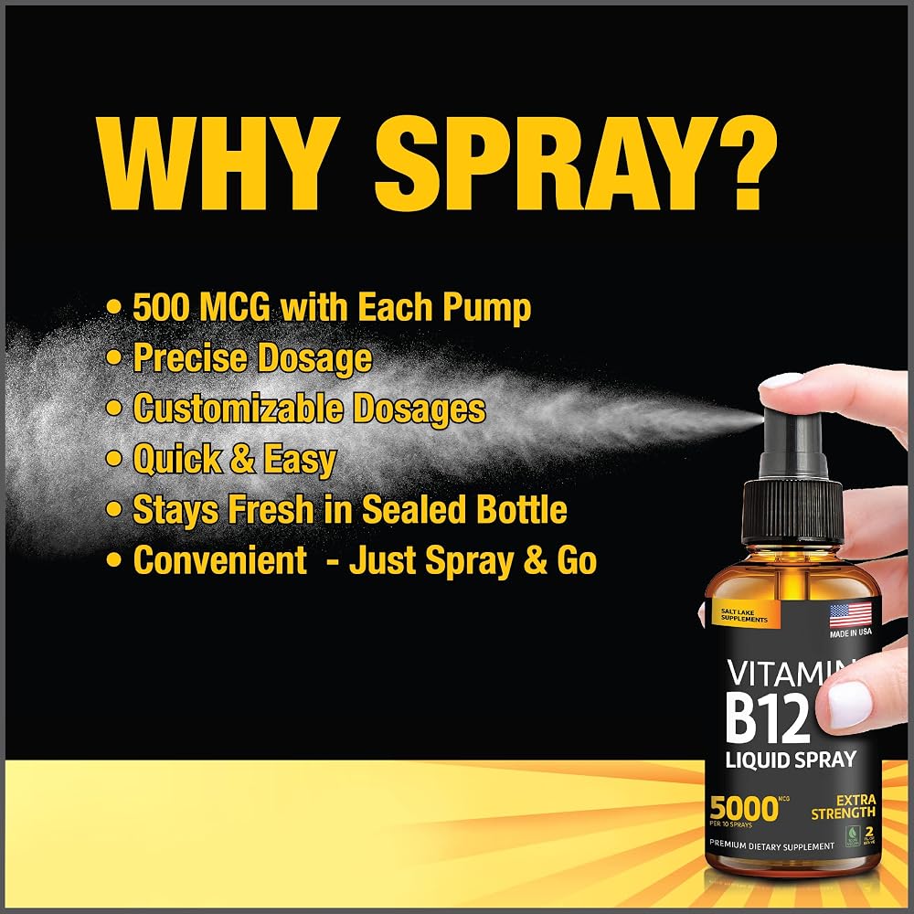 Salt Lake Supplements Liquid B12 Spray 5000 mcg Methylcobalamin - 2 Pack - image 2