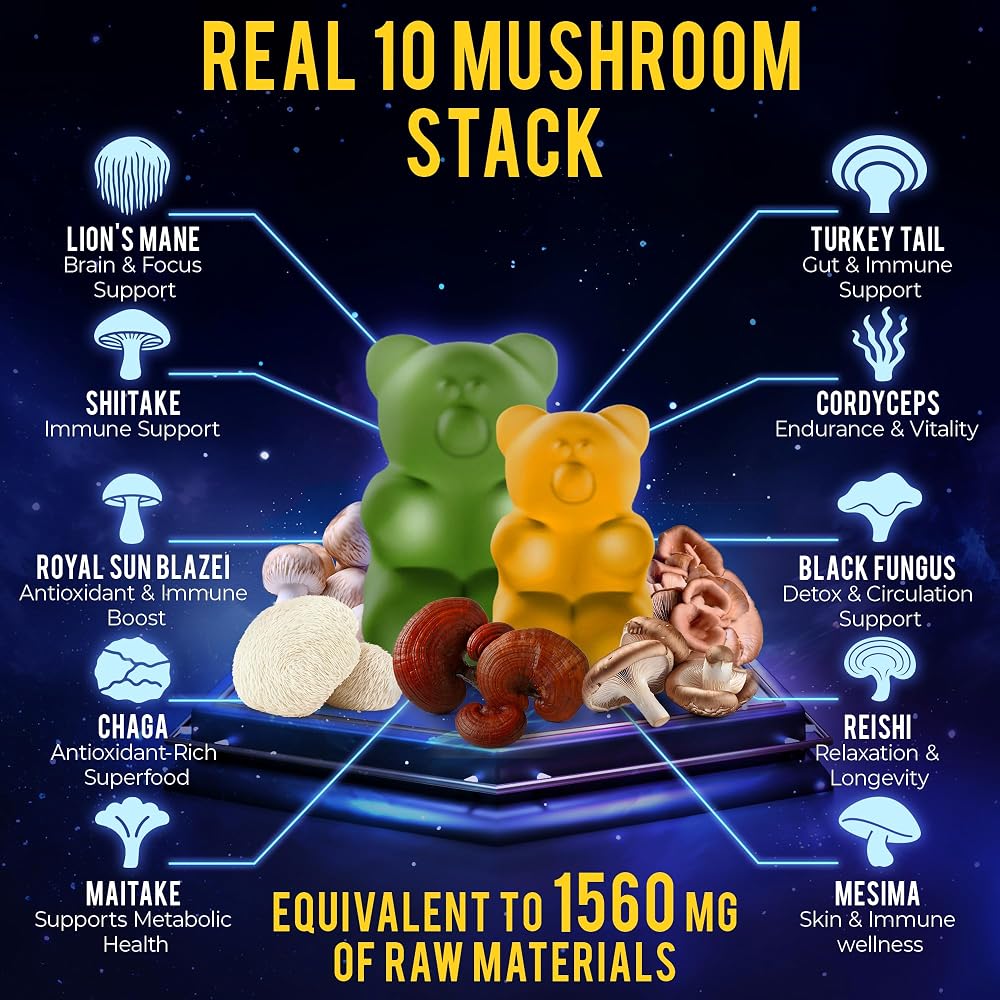 KEY ELEMENTS Mushroom Gummies with Ashwagandha & L-Theanine - 90 Count - image 4