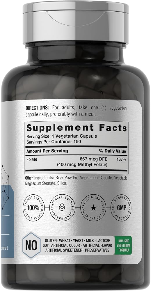 Horbäach Methyl Folate 400 mcg - 150 Vegetarian Capsules - image 2